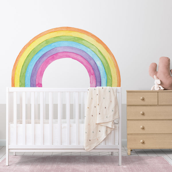 Watercolor Pastel Rainbow Wall Decal - Peel and Stick Nursery Decor