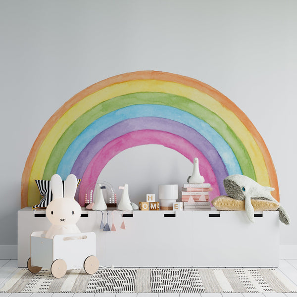Watercolor Pastel Rainbow Wall Decal - Peel and Stick Nursery Decor
