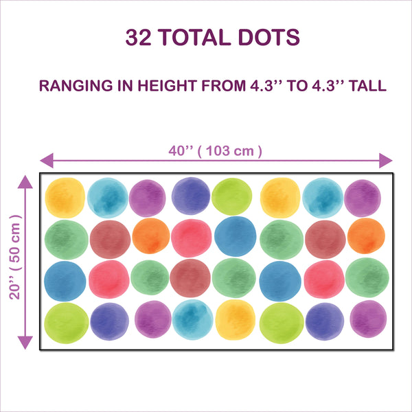 Watercolor Polka Dot Wall Decals: Rainbow Dots, Peel & Stick