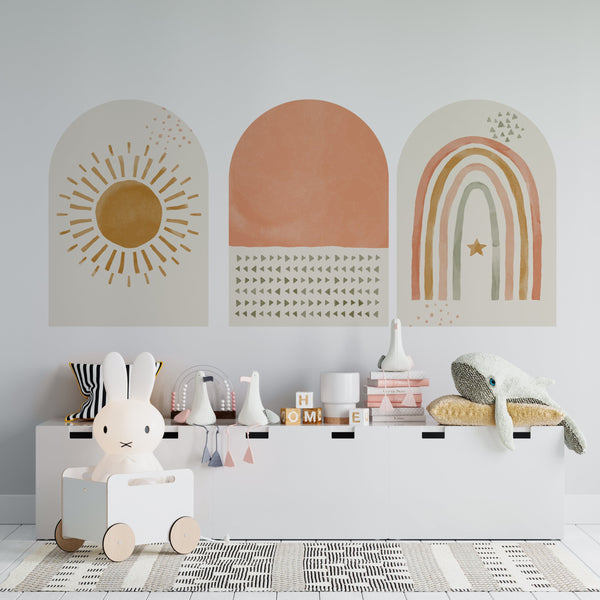 Watercolor Rainbow Arch Wall Decal: Bohemian Nursery Decor