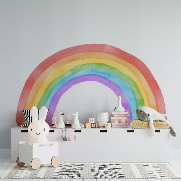 Watercolor Rainbow Wall Decal: Peel & Stick Nursery Decor