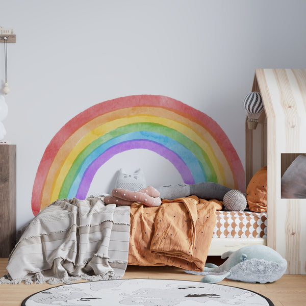 Watercolor Rainbow Wall Decal: Peel & Stick Nursery Decor
