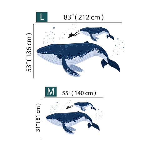 Watercolor Whale Wall Decal: Removable Nursery Decor