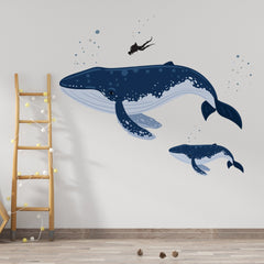 Watercolor Whale Wall Decal: Removable Nursery Decor