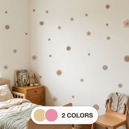 Boho Flowers Wall Decals, available in 2 colors