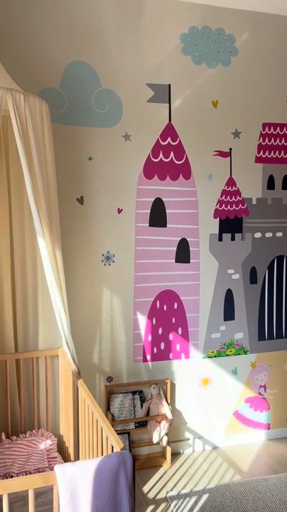 Castle wall decal in a real nursery