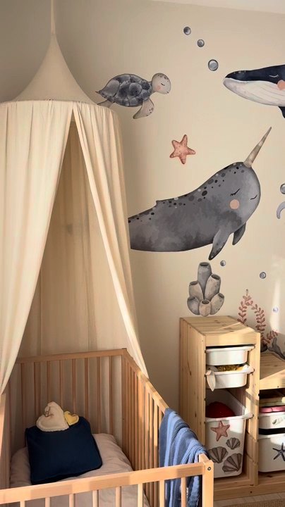Ocean wall decal in a real nursery